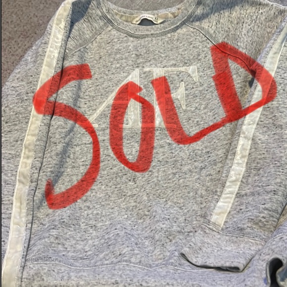 Abercrombie & Fitch gray logo sweatshirt with velour stripe sleeve detail - Picture 1 of 5